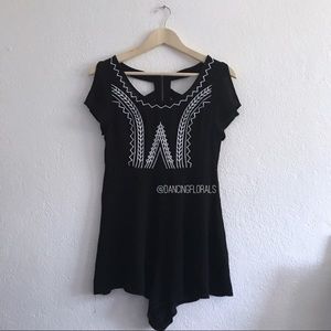 Brandy Melville Maleah black embroidered romper